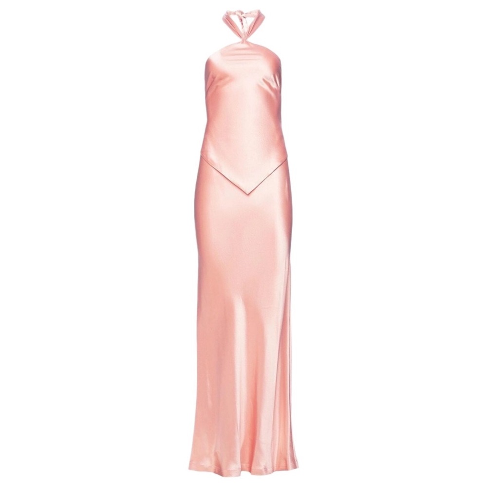 NWT Elegant Pink RETROFETE Satin Halter Gown